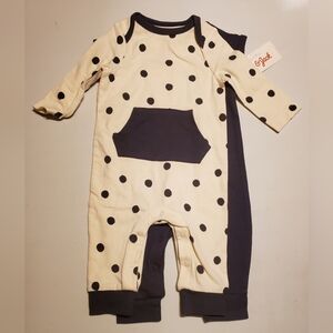 Cat & Jack Cream and Black Polka Dot Bodysuit with Pocket